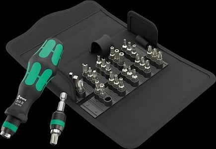 Set kaçavidash Wera 05057114001, 32 copa, 1/4", me mbajtës bitash dhe kuti tekstili