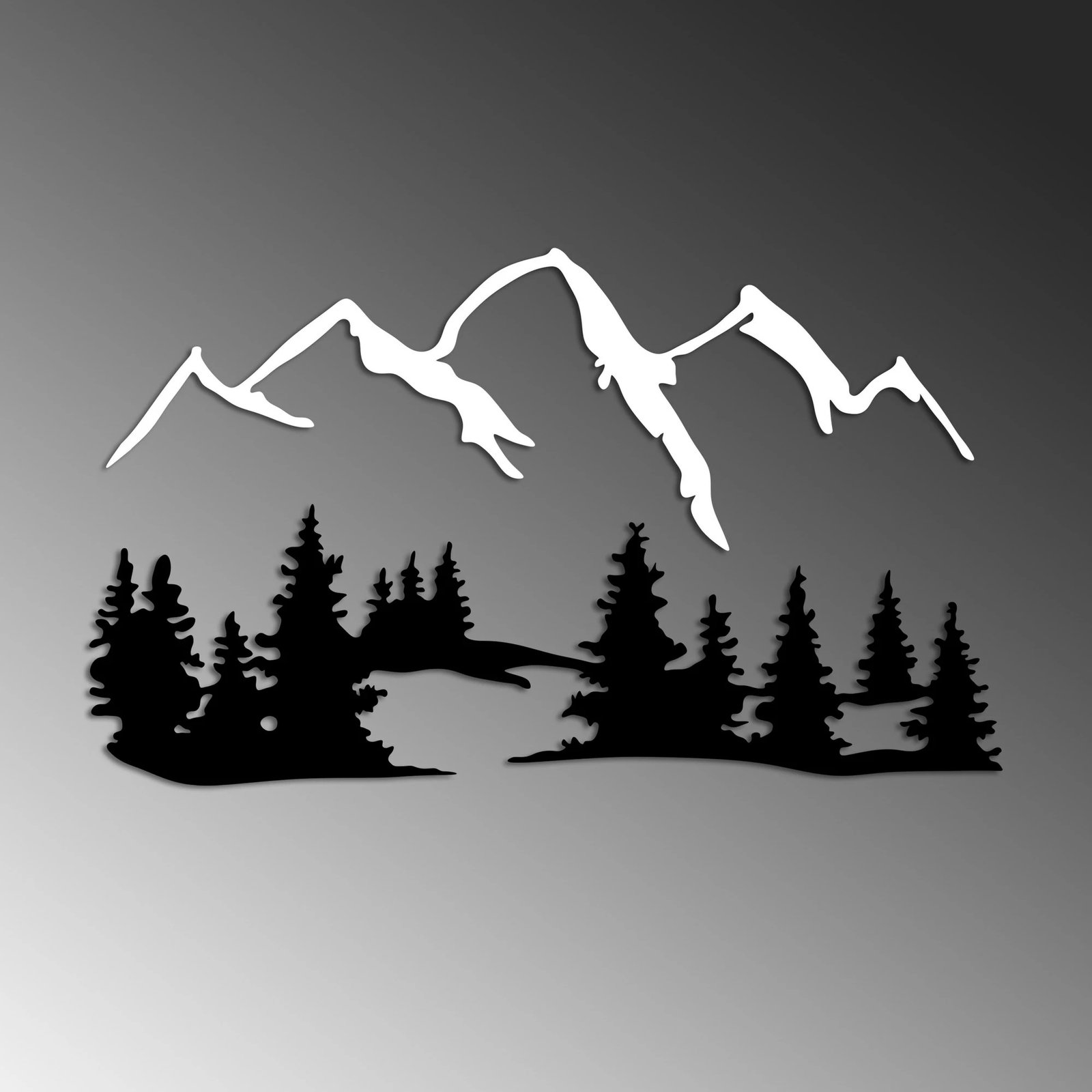 Aksesor dekorativ metalik për mur, dizajn natyrë dhe male, Wallity - 2