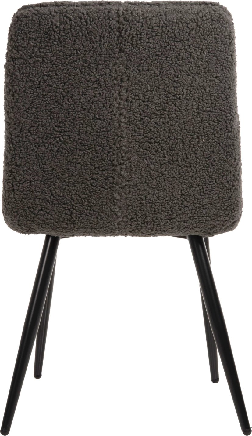 Karrige SHELLY FH8590.01, pëlhurë TEDDY, ngjyrë gri, këmbë metalike të zeza, 48x64x87H cm., set prej 2 copë