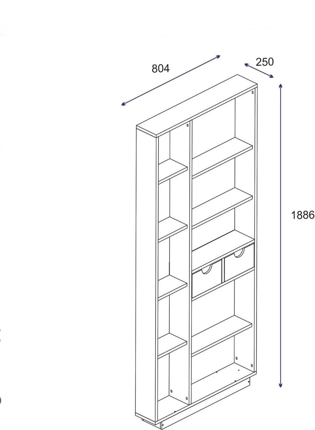 Raft librash Hanah Home, Luma, i bardhë