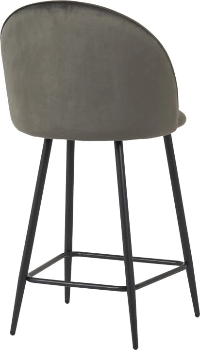 Karrige për bar Perch, kadife antracit, këmbë metalike të zeza, 50x43x99cm, set prej 2 copash