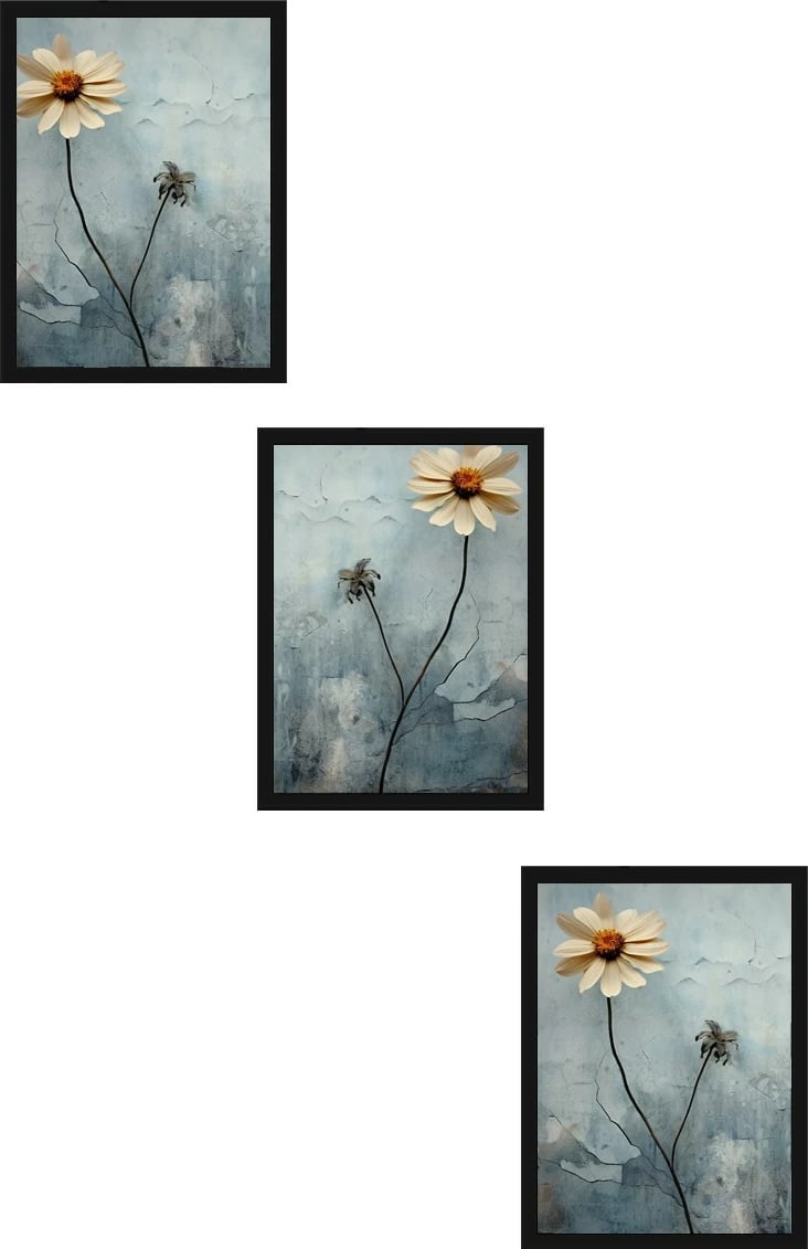 Pikturë dekorative me kornizë, 3 pjesë, Wallity, Huhu474S, 50x70cm