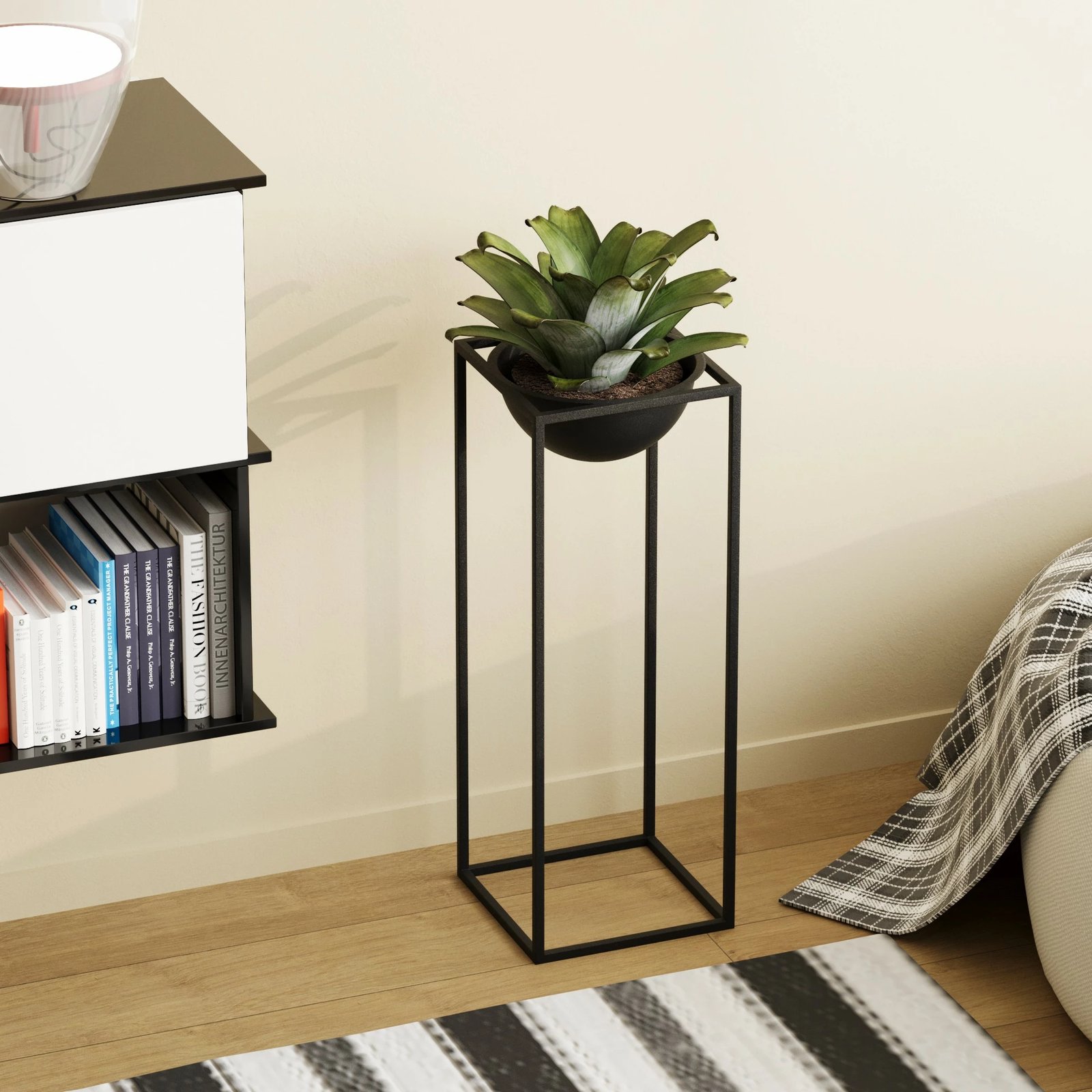 Vazo dekorative, dizajn Aberto, GED-021, e zezë, 22x22x60cm