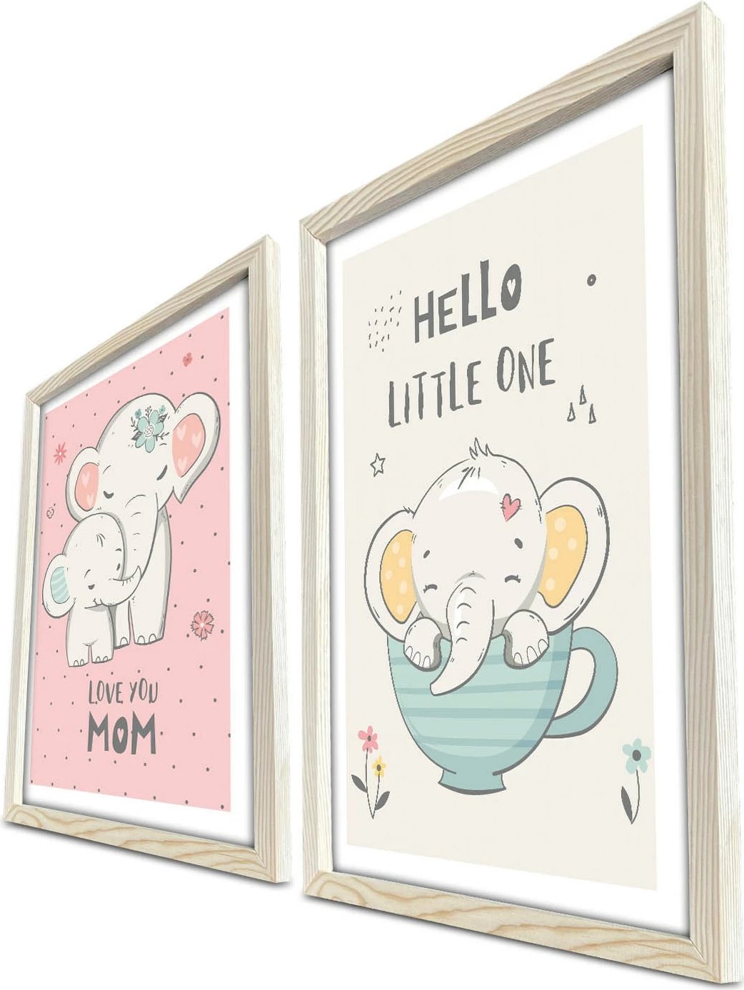 Pikturë dekorative me kornizë MDF (2 copë), Wallity, 2P3853KCT-004, rozë dhe e bardhë