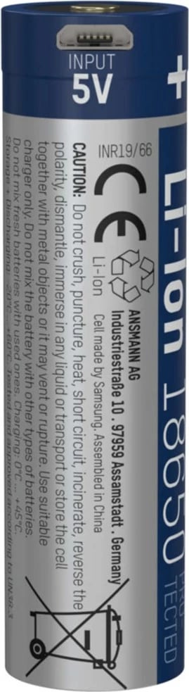 Bateri rikarikueshme ANSMANN 18650, 3400 mAh, Li-Ion, Argjend
