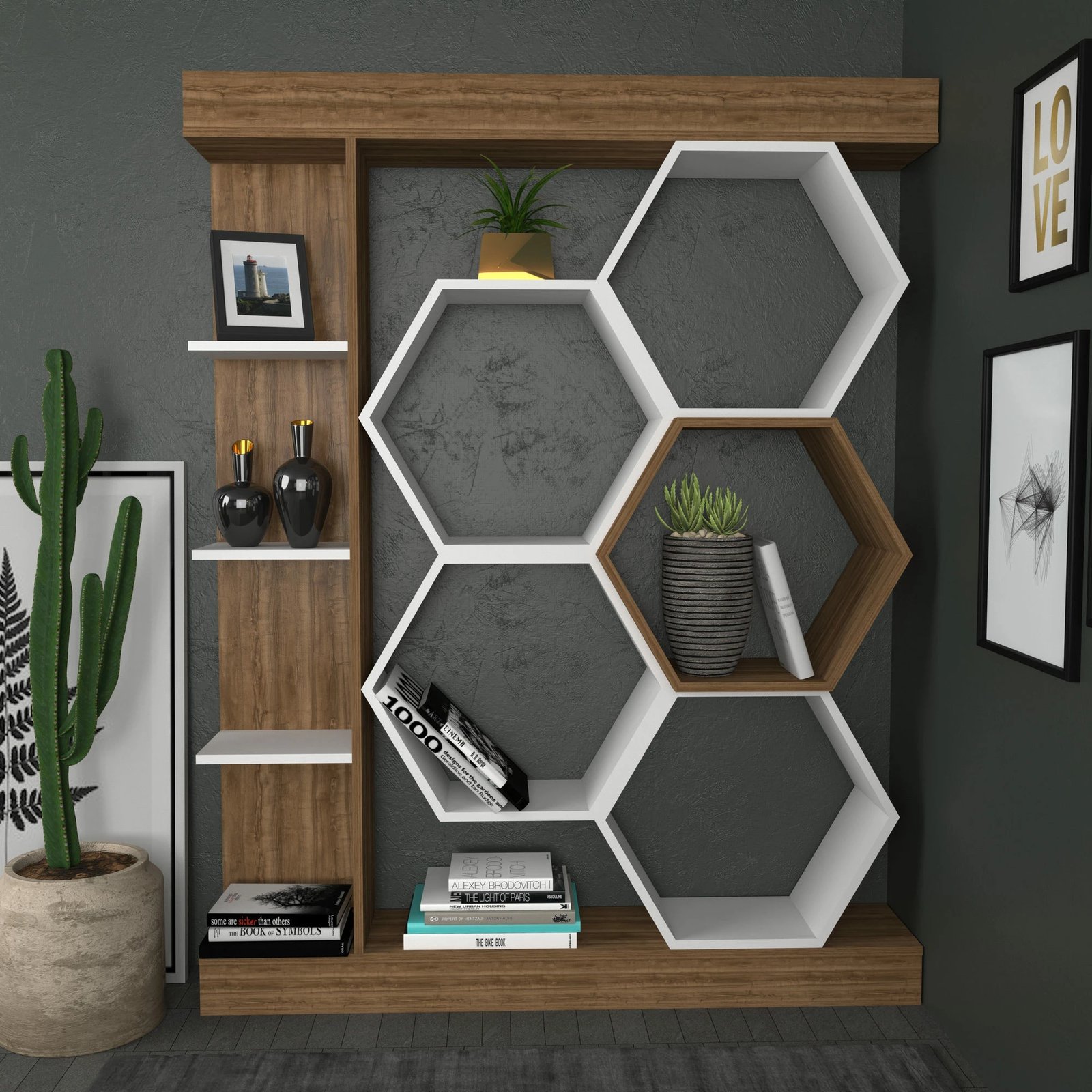 Raft librash Hanah Home, Sueno, bardhë dhe arre