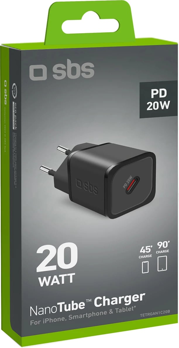 Karikues muri SBS TETRGAN1C20K, 20W, USB-C, GaN, i zi