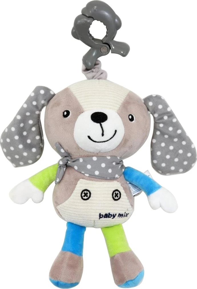 Lodër pelushi me muzikë dhe kapëse, Baby Mix, Dog, 25 cm, bezhë