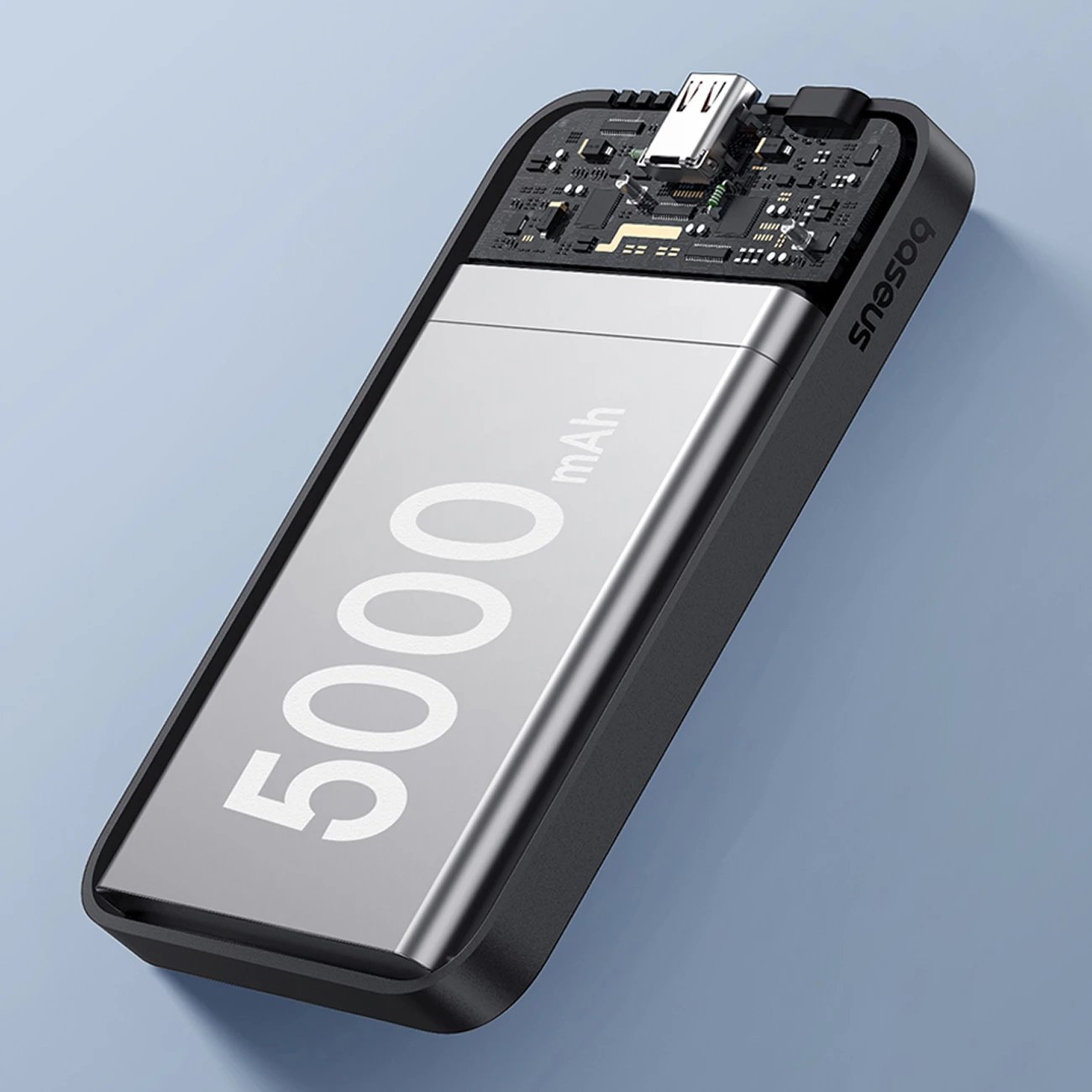 Power bank Baseus Magnetic Mini 5000mAh, 20W, USB-C, me kabllo, e zezë