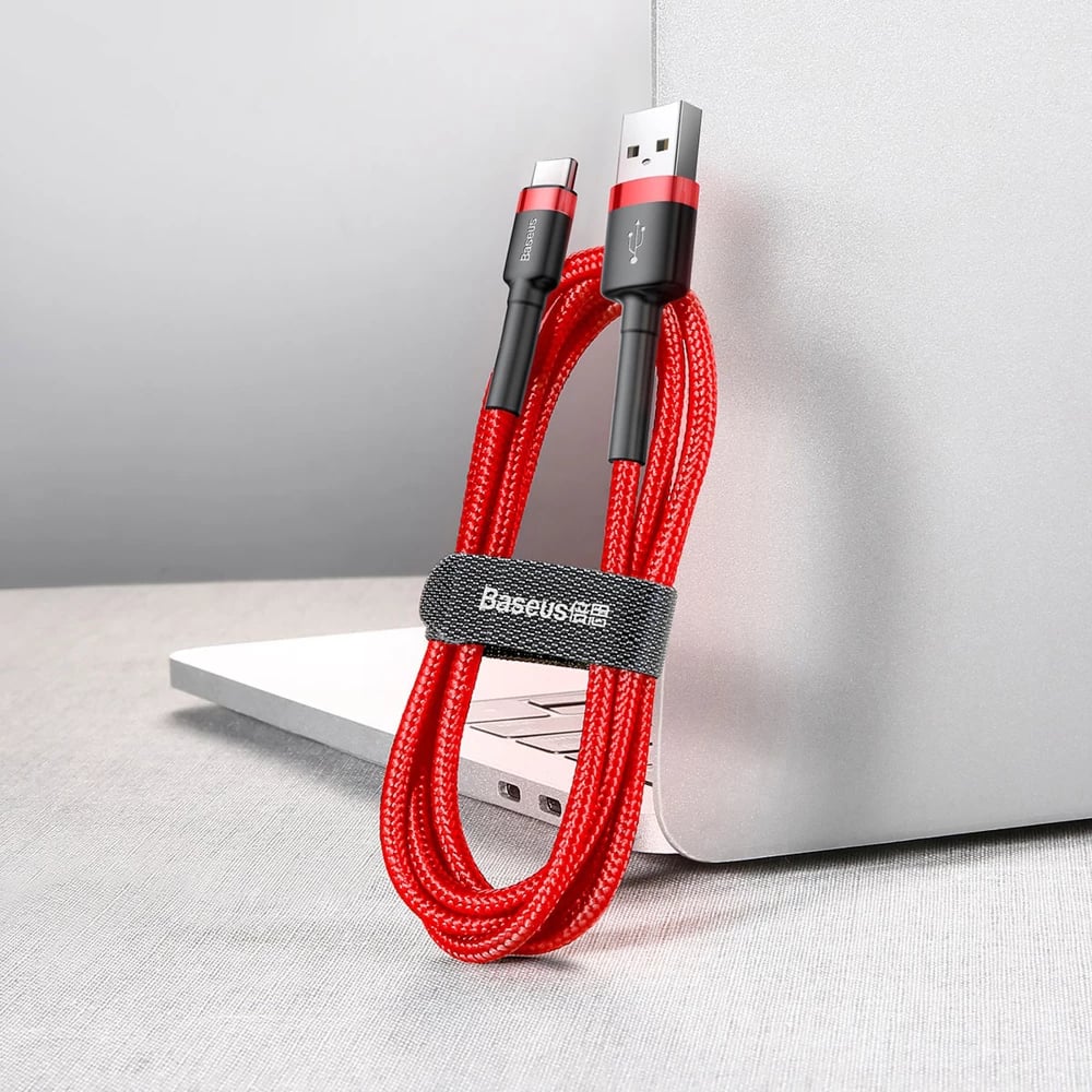 Kabllo Baseus Cafule CATKLF-B09 USB-A në USB-C, 1m, e kuqe