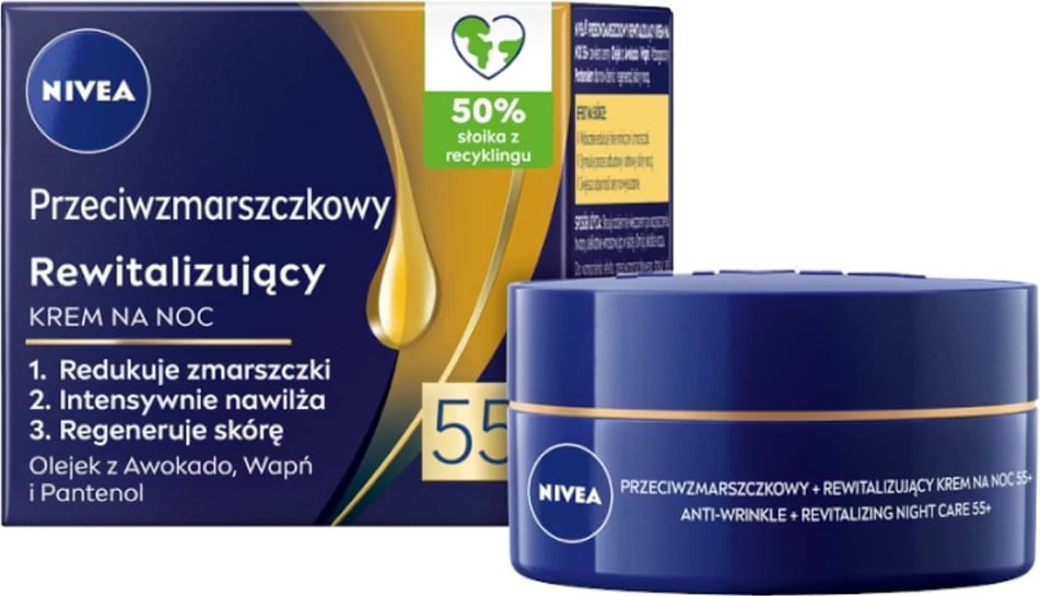 Krem nate kundër rrudhave dhe rigjenerues për femra Nivea 55+, 50ml