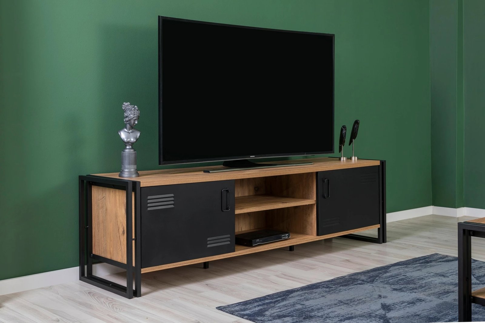 Set mobiljesh për dhomë dite, Skye Decor, Cosmo Takım 25, ngjyrë pishë Atlantike dhe e zezë