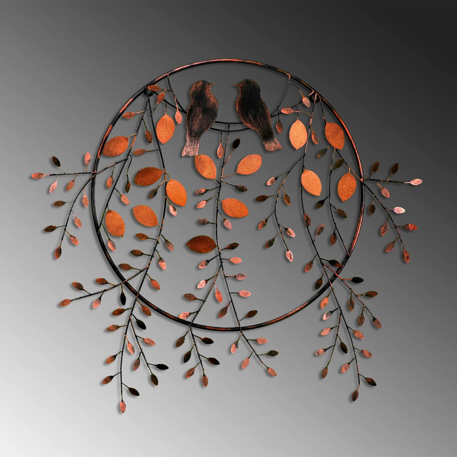 Aksesor dekorativ metalik për mur, Love of Birds 3, shumëngjyrësh, 75x86cm