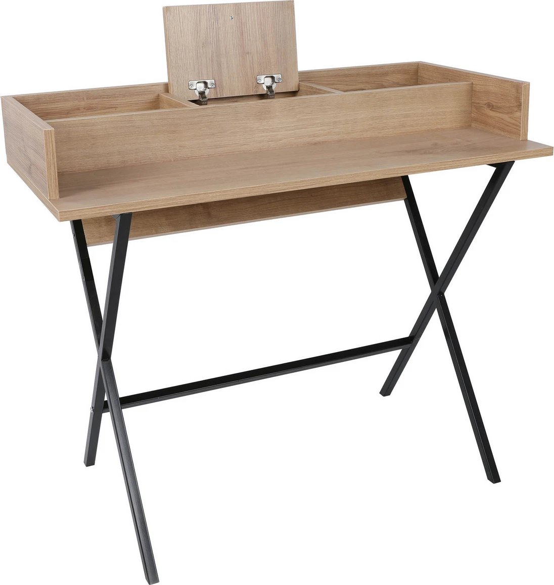 Tavolinë grimi moderne Skye Decor, ngjyrë arre dhe e zezë, Zurich