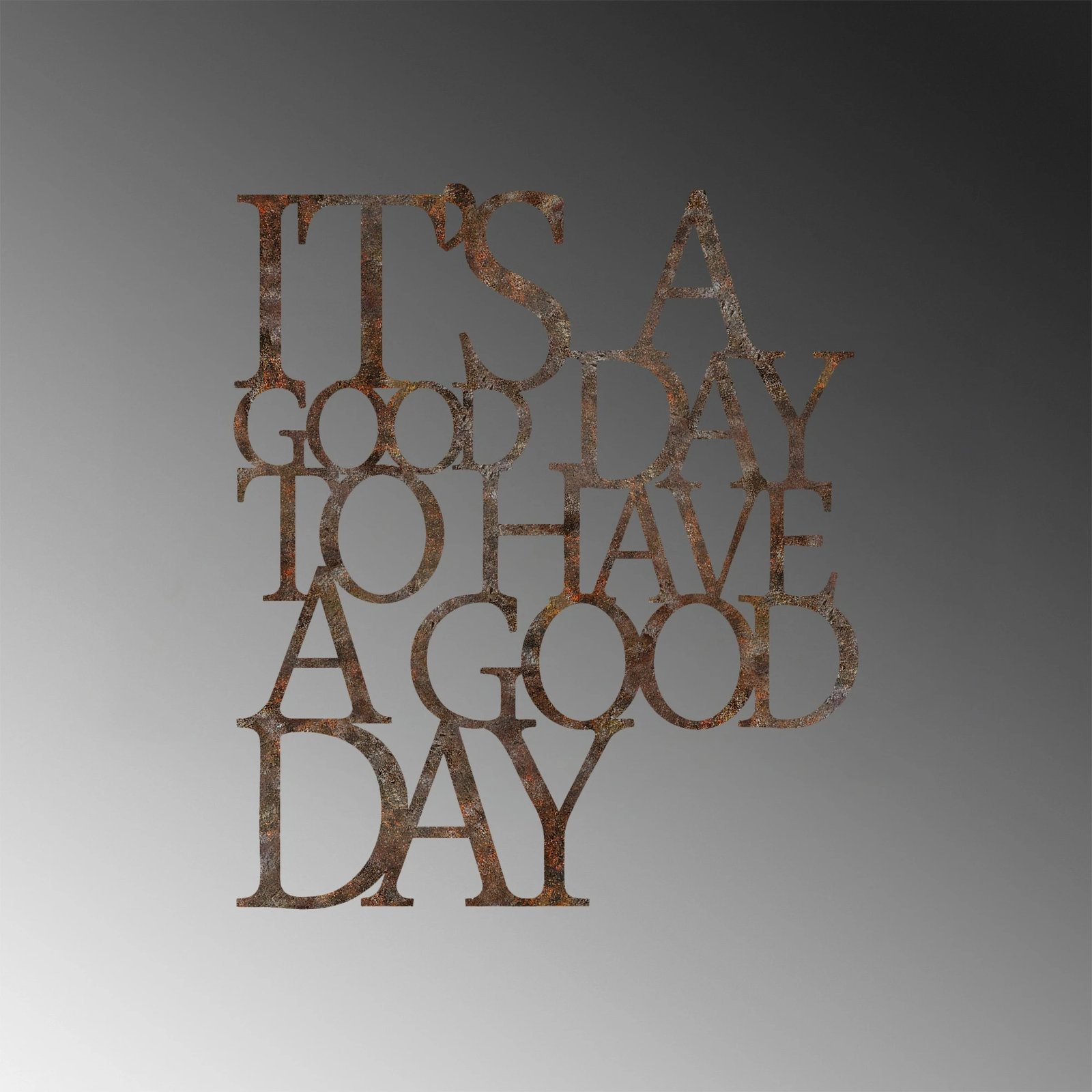 Aksesor dekorativ metalik për mur Wallity, ngjyrë antike, Have a Good Day