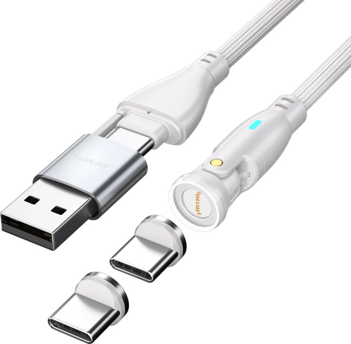 Kabllo USB C 4smarts 541236, 1.8m, adapter USB A, karikim i shpejtë, bardhë Kabllo USB C 4smarts 541236, 1.8m, adapter USB A, karikim i shpejtë, bardhë