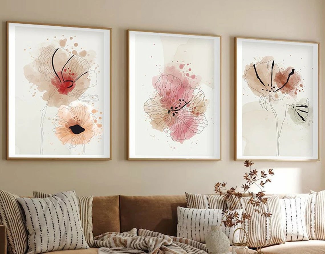 Pikturë dekorative me kornizë MDF (3 copë), Wallity, Huhu205, 50x35cm