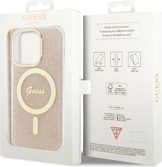 Mbështjellës Guess IML 4G MagSafe për iPhone 15 Pro, Rozë