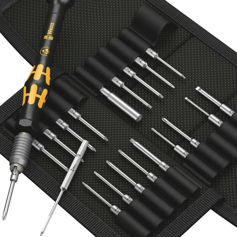 Set kaçavidash precize Wera KK Micro 21 me 20 bita, me kasë, e zezë