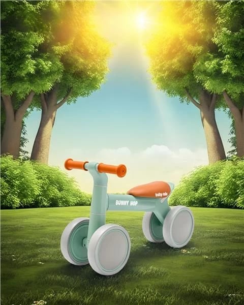 Biçikletë balancuese katër-rrotëshe, BABY MIX, Baby Bunny Hop Ultralight, alumini 1.6 kg, për 12m+, ngarkesë 25 kg, jeshile