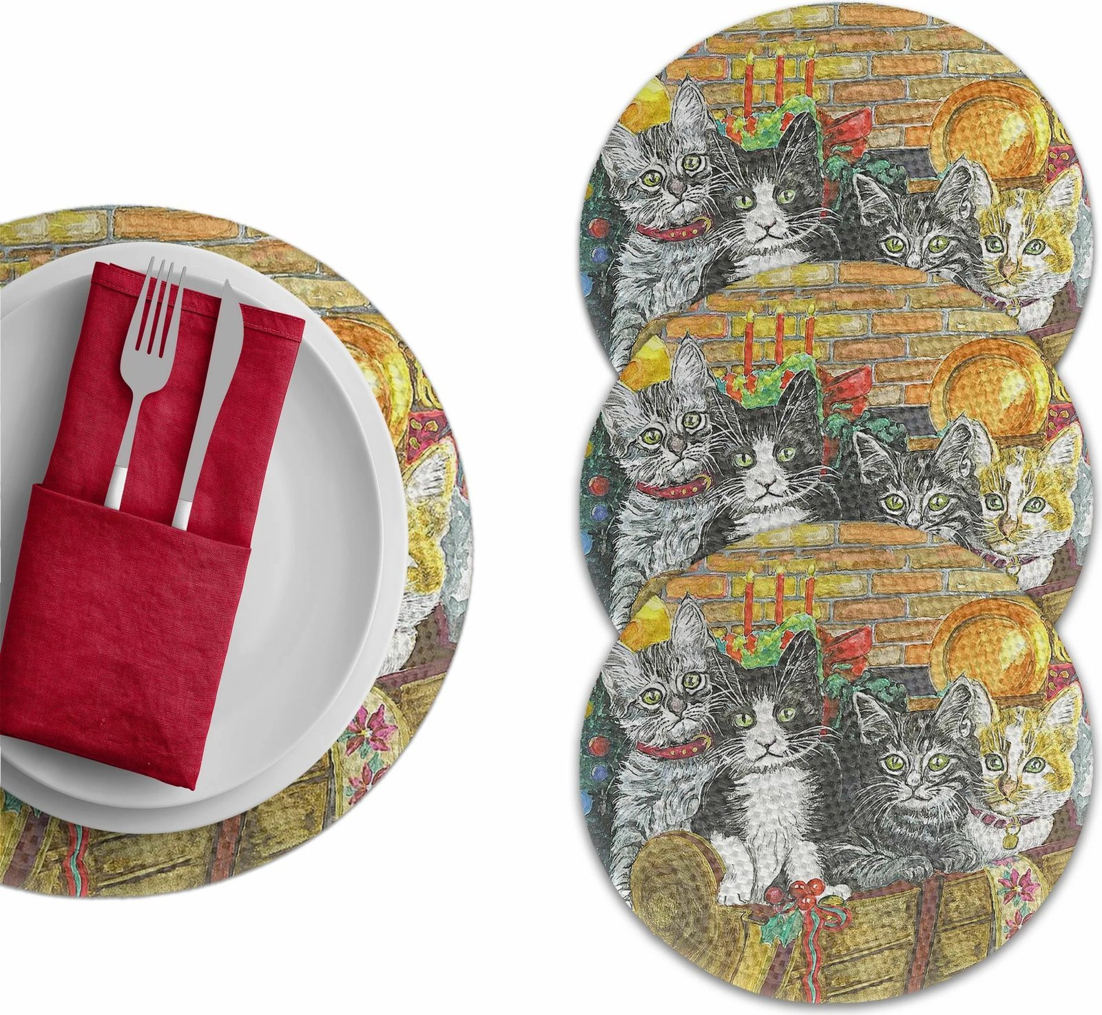 Nënshtrat tavoline Hermia Concept, shumëngjyrësh, set prej 4 copësh, 37cm