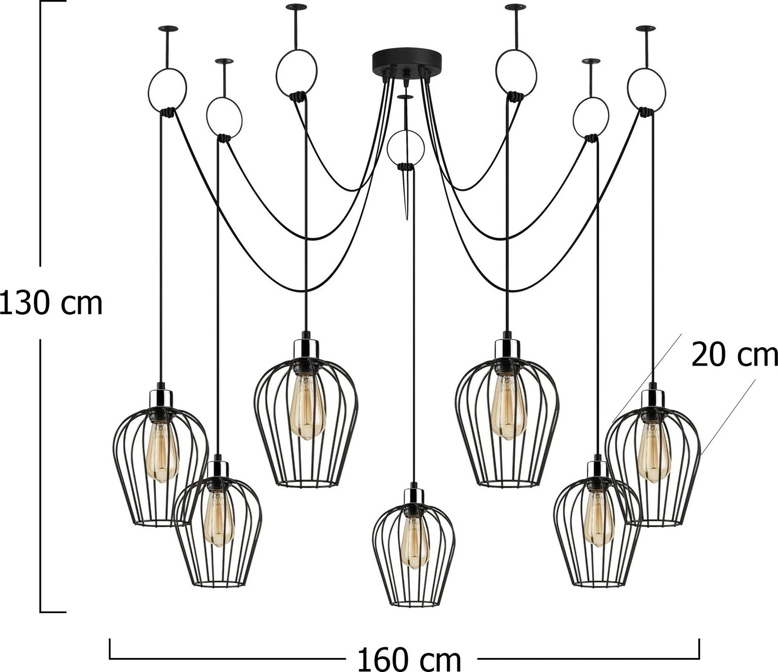 Llambë tavani industriale Opviq, Tel - 6696, e zezë, diametër 160cm, lartësi 130cm