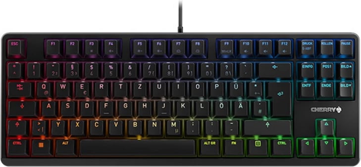 Tastierë, Cherry, G3833B / G80-3833LWBDE-2, TKL, GER layout, me ndriçim RGB, me kabllo, e zezë