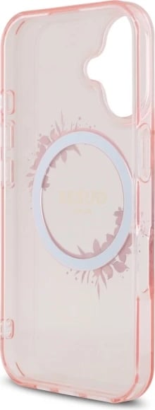 Mbështjellës Guess IML Flowers Wreath MagSafe për iPhone 16, Rozë Mbështjellës Guess IML Flowers Wreath MagSafe për iPhone 16, Rozë