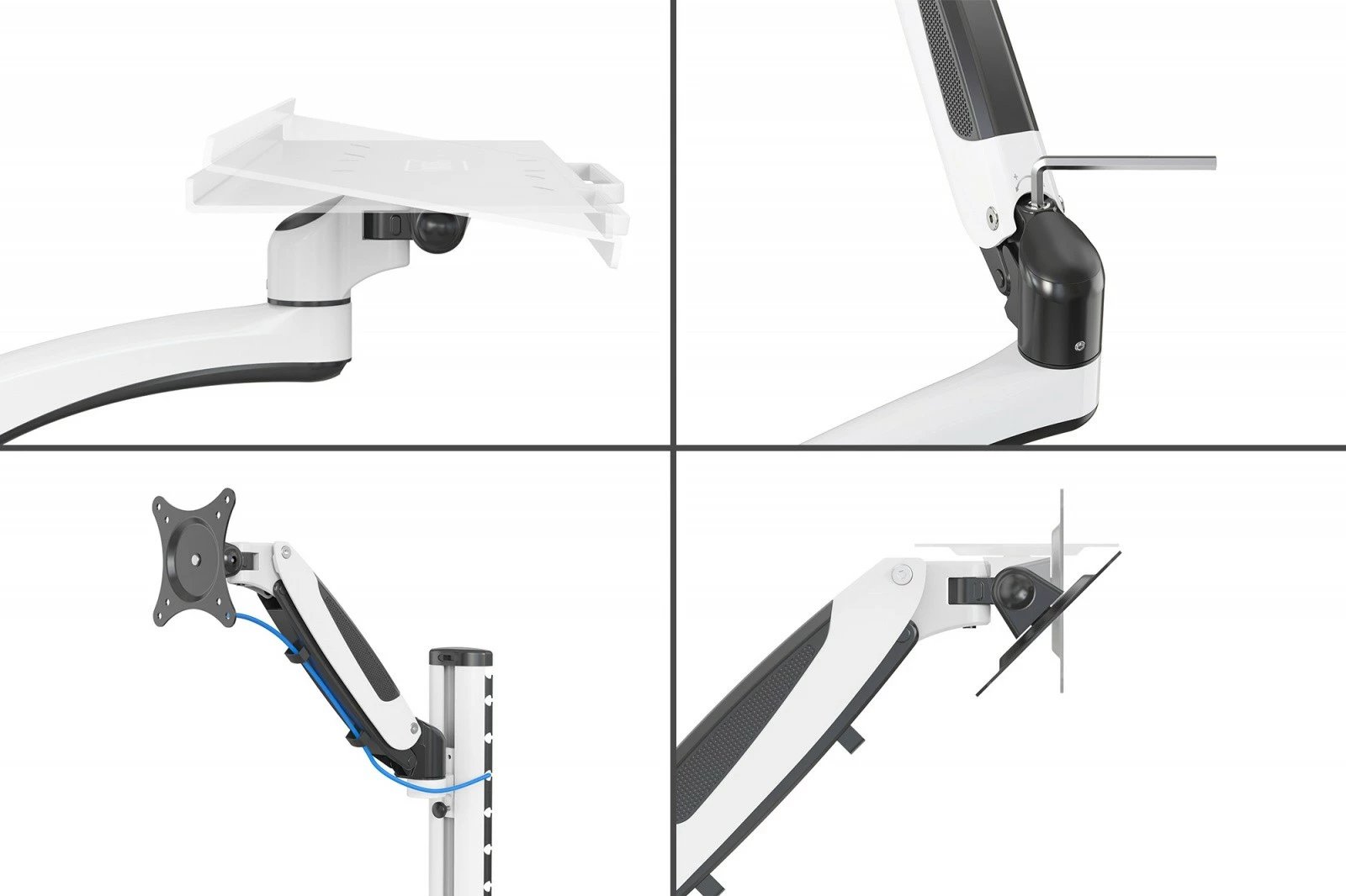 Mbajtëse muri Digitus DA-90451 për monitor 32" dhe tastierë/maus, alumini/çelik, e zezë/e bardhë