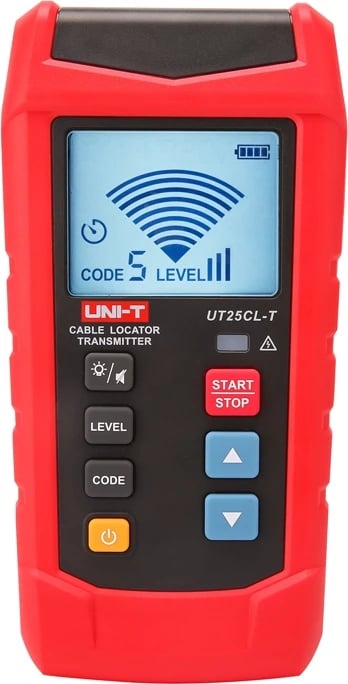 Detektor kabllosh UNI-T UT25CL, set transmetues + pranues, 33 kHz, gjurmim deri 2.5 m, CAT III 480V, IP54, deri 8 transmetues, i kuq