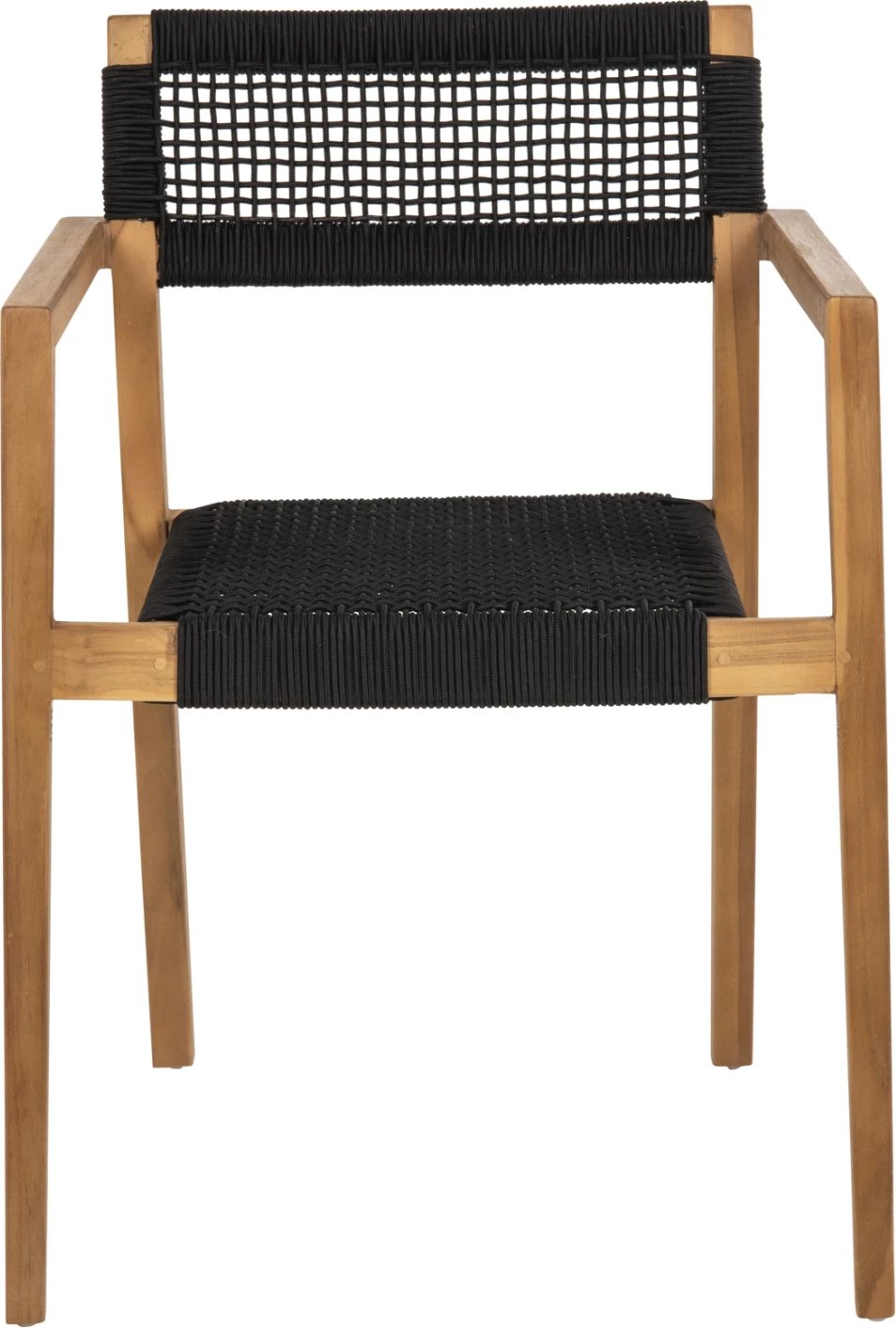 Karrige me krahë Charlotte FH9637.02 dru teak natyral dhe litar i zi 59x54x83H cm