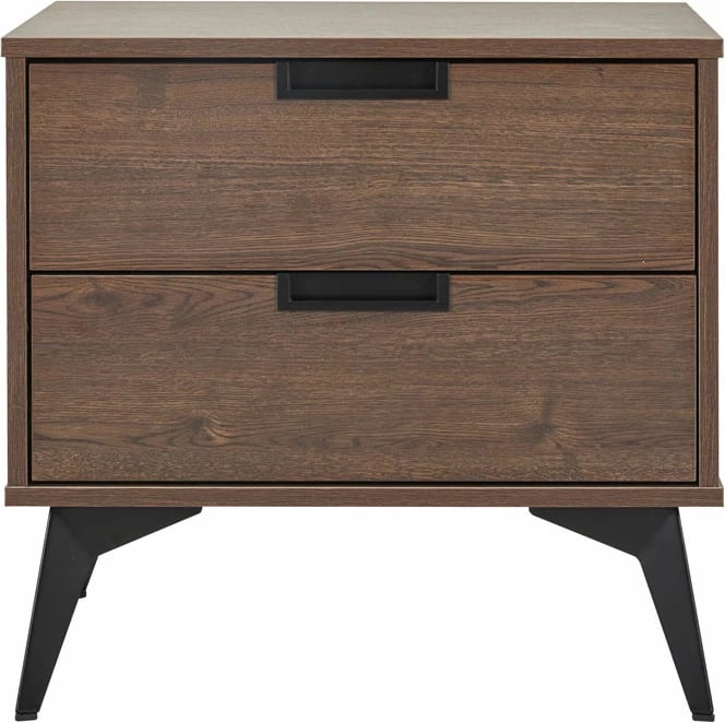 Komodinë Nuez me 2 sirtarë, ngjyrë arre, 58x39x55