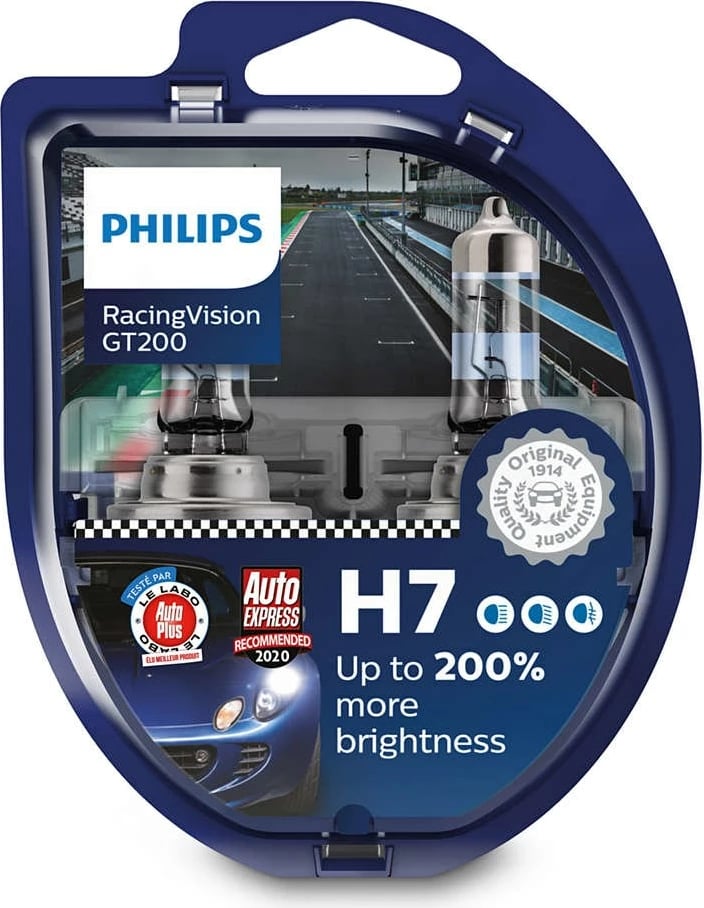 Drita veture Philips RacingVision GT200, H7 55 W, Halogjen, 2 copë