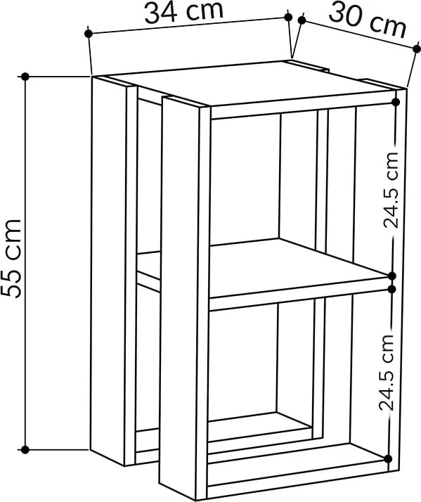 Komodinë Passion, ngjyrë lisi, 34x30x55cm