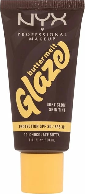 Fondatinë për femra NYX Professional Makeup Buttermelt Glaze Soft Glow Skin Tint SPF30 10 Chocolate Butta, 30ml
