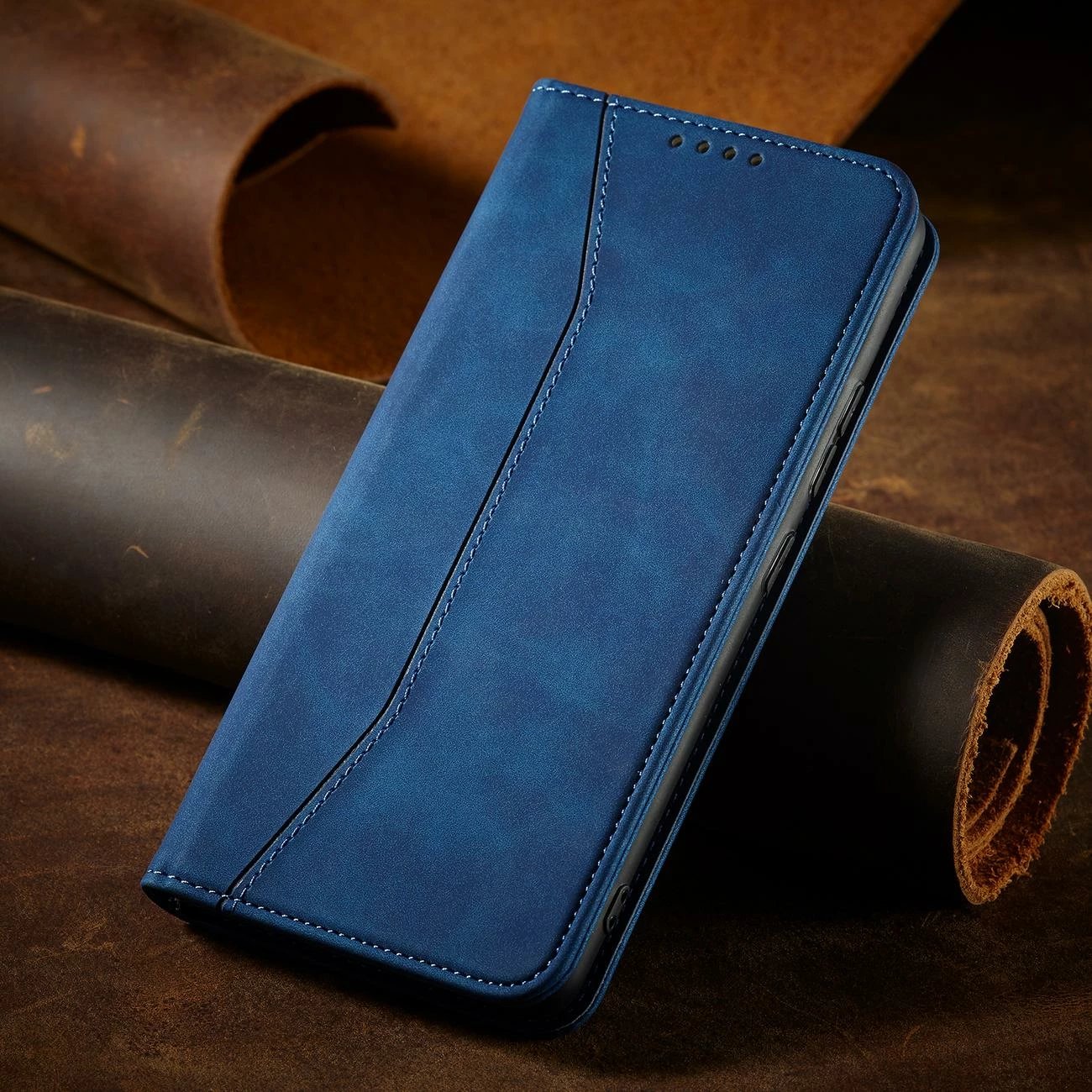 Mbështjellës Hurtel Magnet Fancy Case për Samsung Galaxy S22+, portofol, blu
