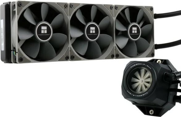 Ftohës me lëng për procesor Thermalright Turbo Right 360C, 3 ventilatorë 12cm, LED, i zi