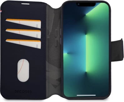 Mbështjellës Decoded Detachable Wallet për iPhone 14 Plus, lëkurë, MagSafe, Blu