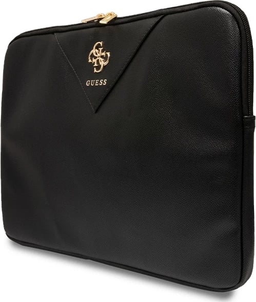 Mbështjellës për laptop Guess ZIP Leather Triangle, 16 inç, lëkurë ekologjike, e zezë