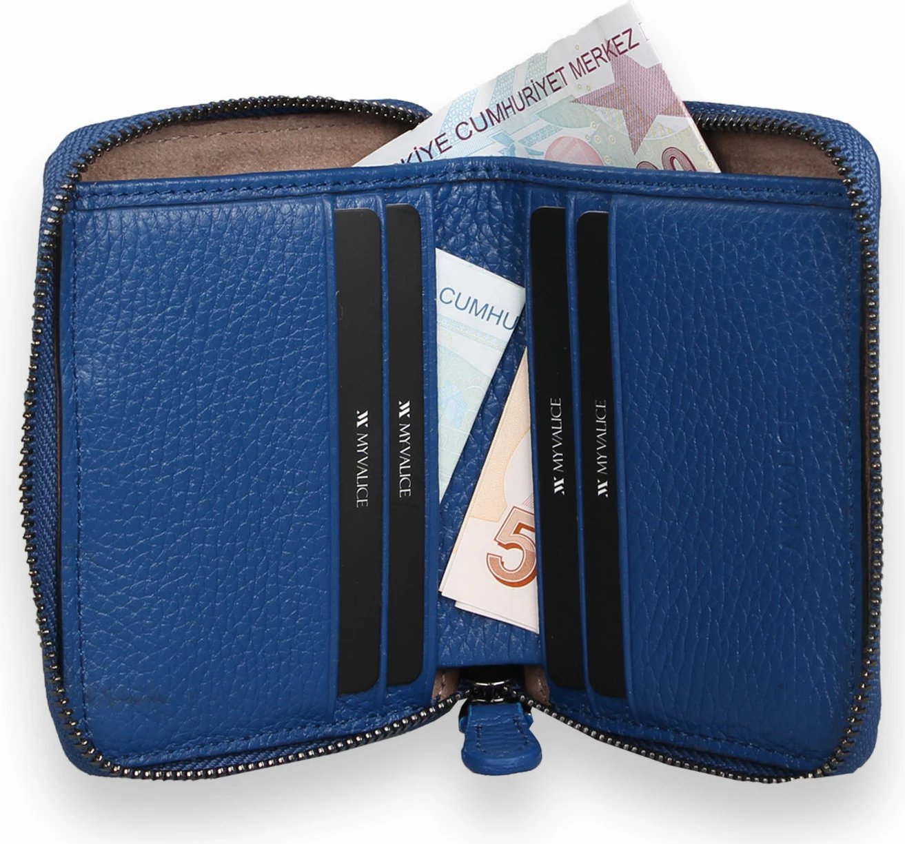 Portofol lëkure, ngjyrë sax blue, Zoozie Bags, 4267