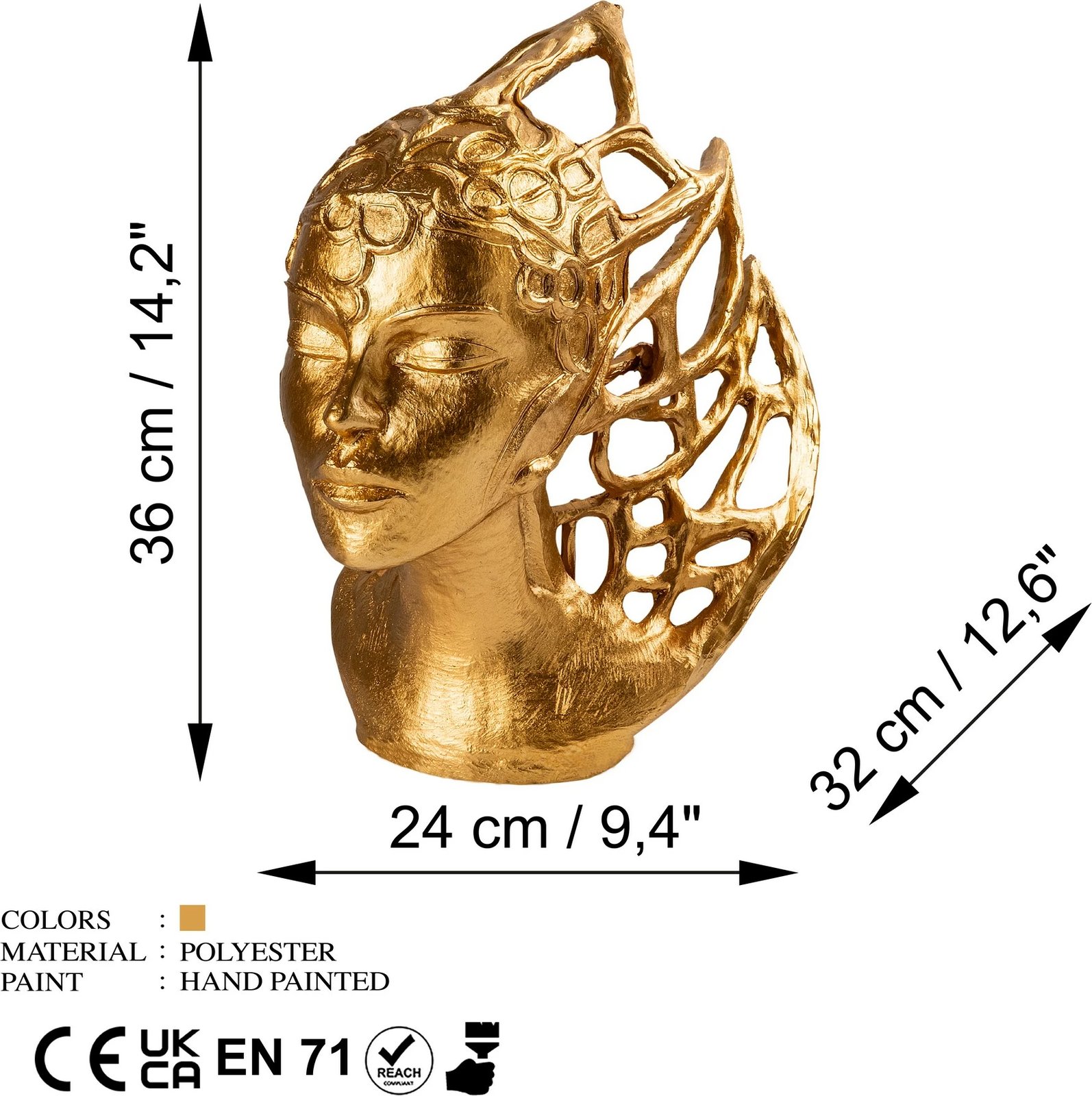 Objekt dekorativ Evila Originals, ngjyrë ari, Yak-036