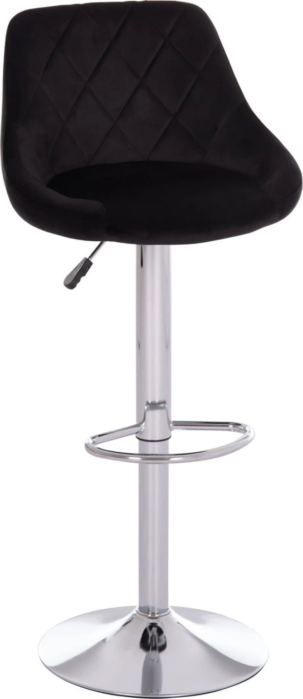 Karrige për bar ROSE, set prej 2 copësh, bazë e kromuar, sustë, kadife e zezë, 48x45x105cm