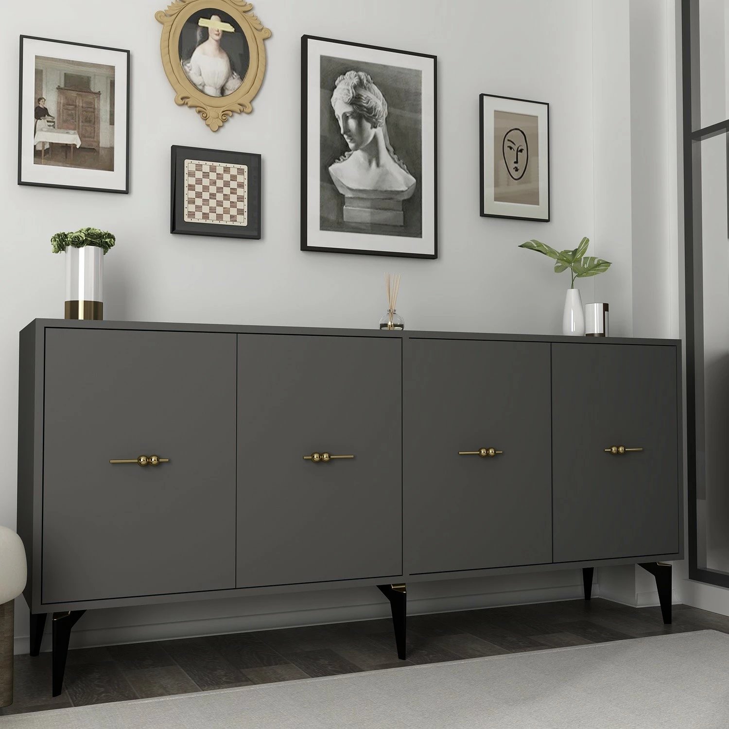 Konsol Skye Decor, ngjyrë antracit, Sinta