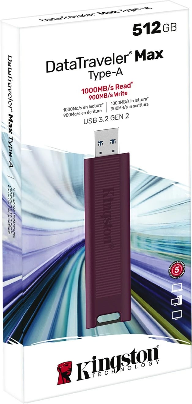 USB Kingston DataTraveler Max 512GB, USB 3.2 Gen 2, e kuqe