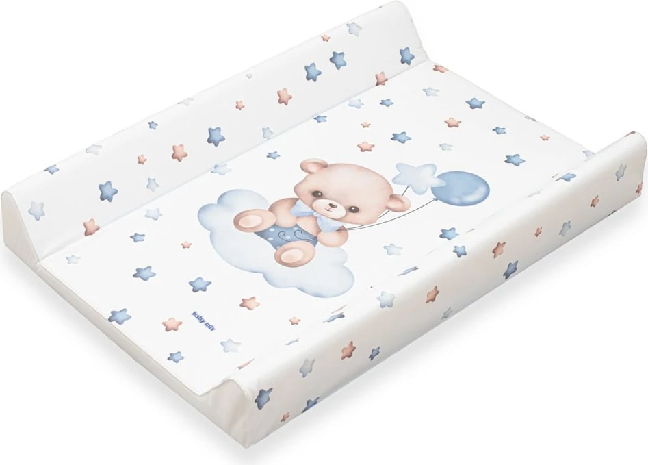 Dyshek ndërrimi bebe, Baby Mix, 47x70 cm, me dërrasë të forcuar dhe ndalesa kundër rrëshqitjes, blu