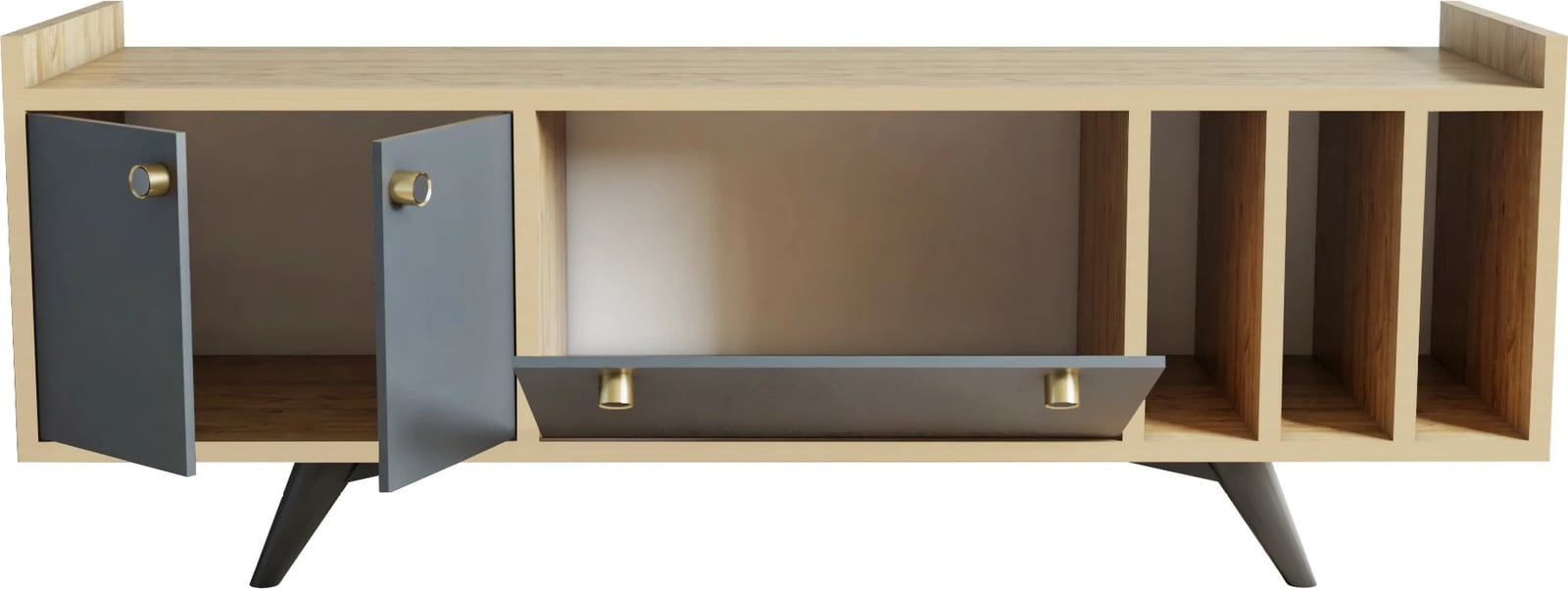 Komodë TV Skye Decor, Maribor, anthracite dhe lis, 150x40x62cm