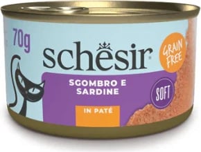 Ushqim i lëngshëm për mace në formë pate, sardine dhe peshk, 70 g