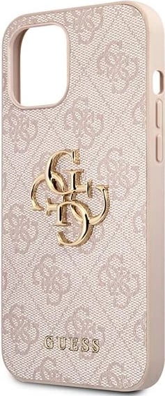 Mbështjellës Guess GUHCP12M4GMGPI për iPhone 12/12 Pro 6.1", rozë, hardcase 4G Big Metal Logo