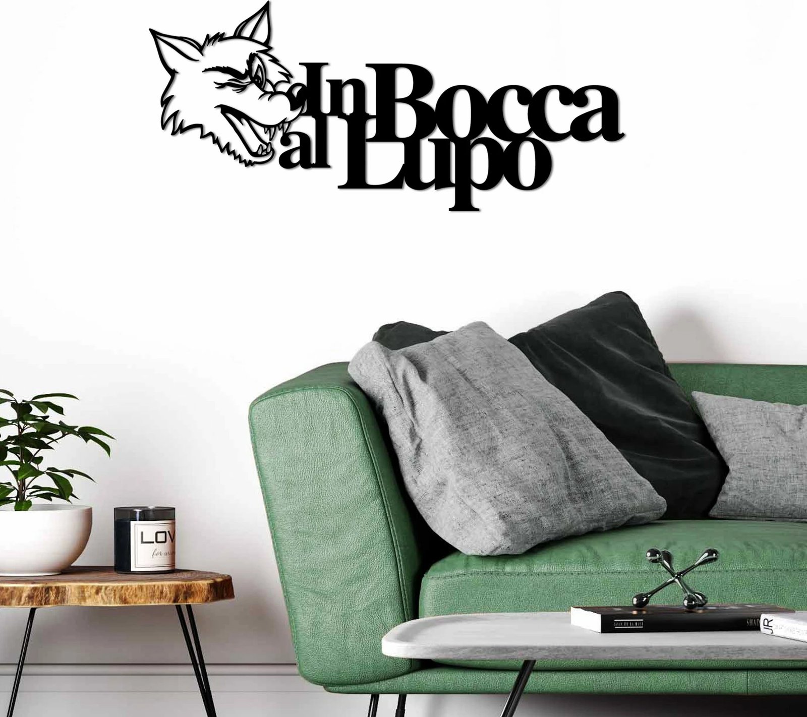 Aksesor dekorativ metalik për mur, Wallity Lupo 2, ngjyrë e zezë, 60x27cm