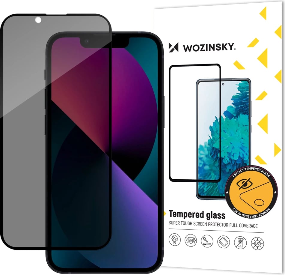 Xham privatësie i temperuar Wozinsky për iPhone 14 Plus / 13 Pro Max, Anti Spy, i zi